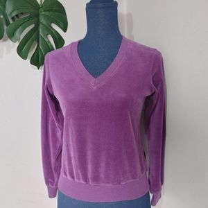 Vintage Lavender V Neck Velour Top